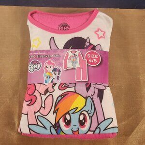 American Marketing My Little Pony Girls Flannel Pink White Poly 2pc Pajama 4/5